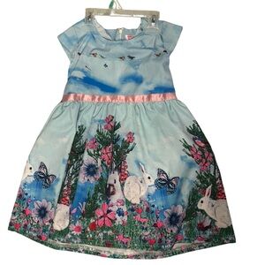 Girls Easter Bunny Dress Size 6-7 | 100% Cotton Flower dress lightweight spring